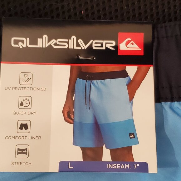 Quiksilver Men's Two-Tone Blue Lined Swim Trunks Board Shorts, Size Large - Picture 5 of 9